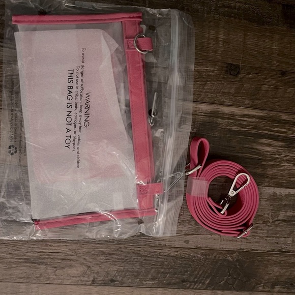 NIP! Thirty-One Crossbody-Clear in Hibiscus Hot Pink Smooth Pebble w/wallet. - Picture 5 of 6